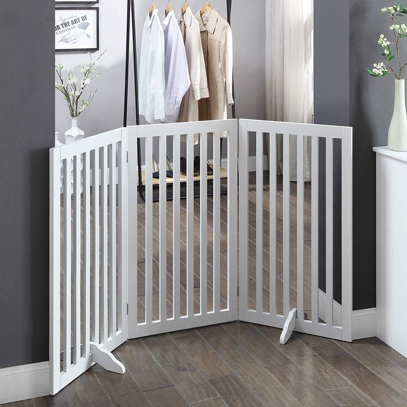 unipaws Support Feet for Wooden Pet Gate, Freestanding Dog Gate, Set of 2, Design for 0.71 inches Thickness Panel, White - Image 5